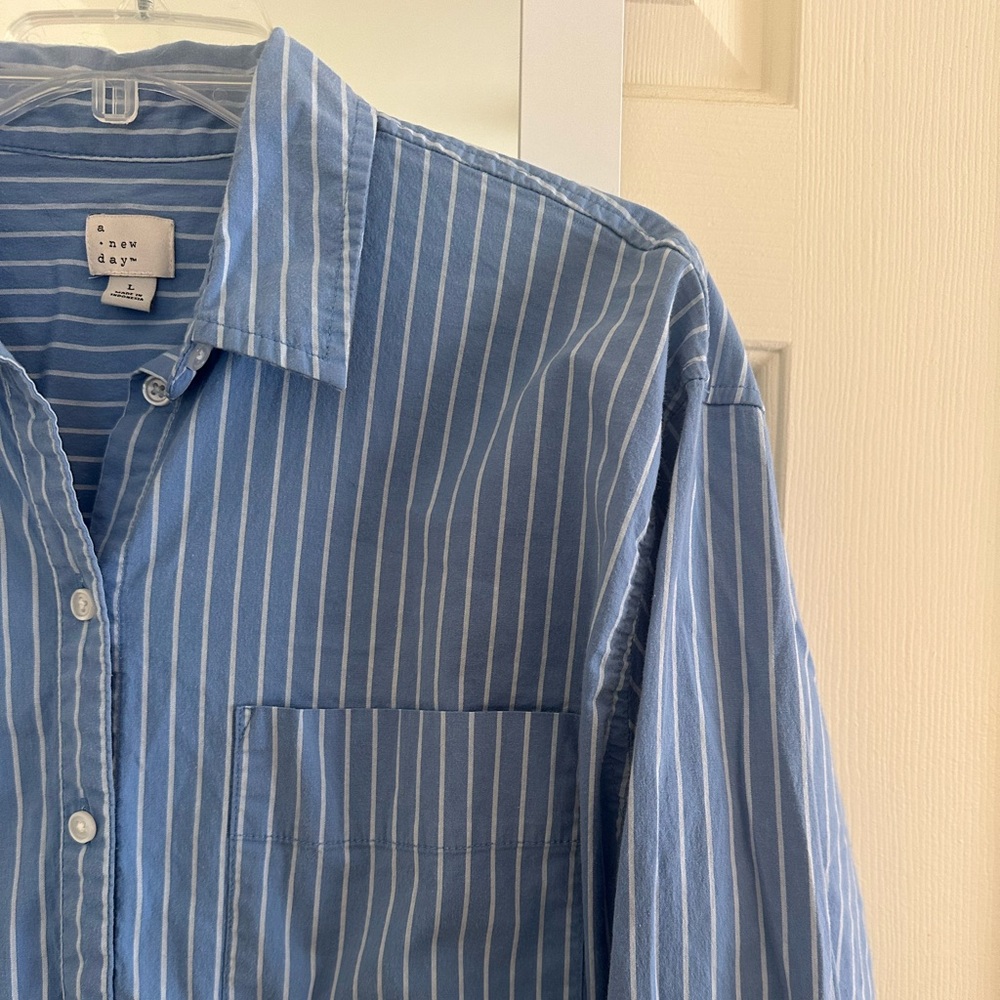 A New Day Oversized Striped Button-Down Shirt